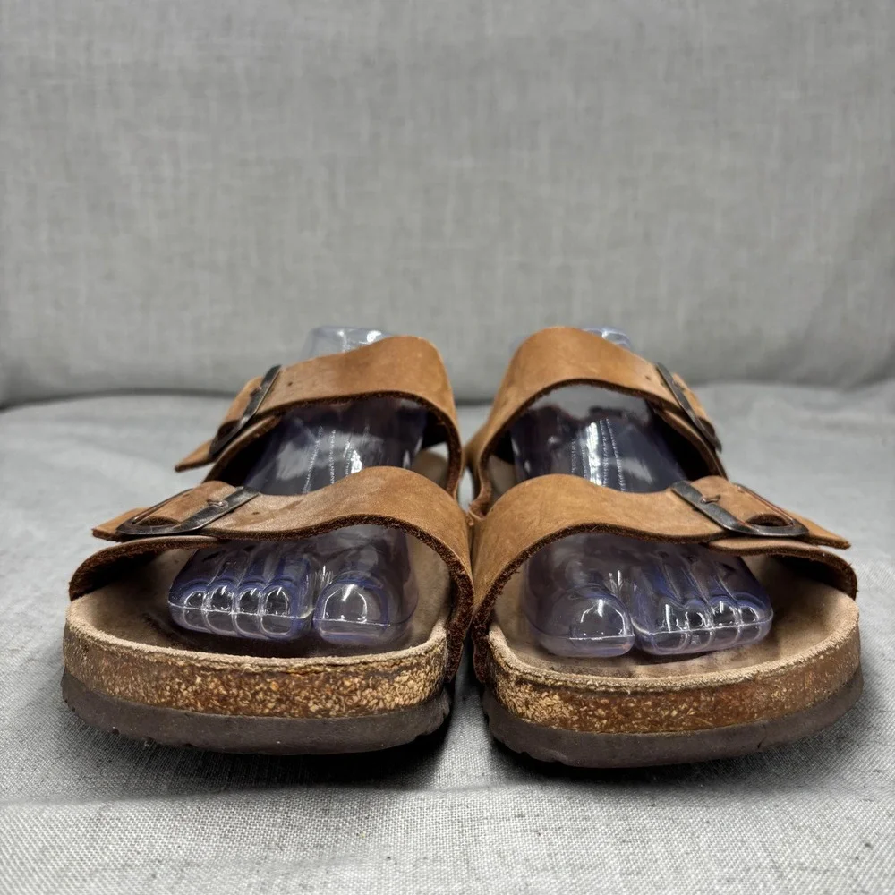 Birkenstock Milano Sandals Oiled Brown Leather Buckle Slip On Men's EU 45